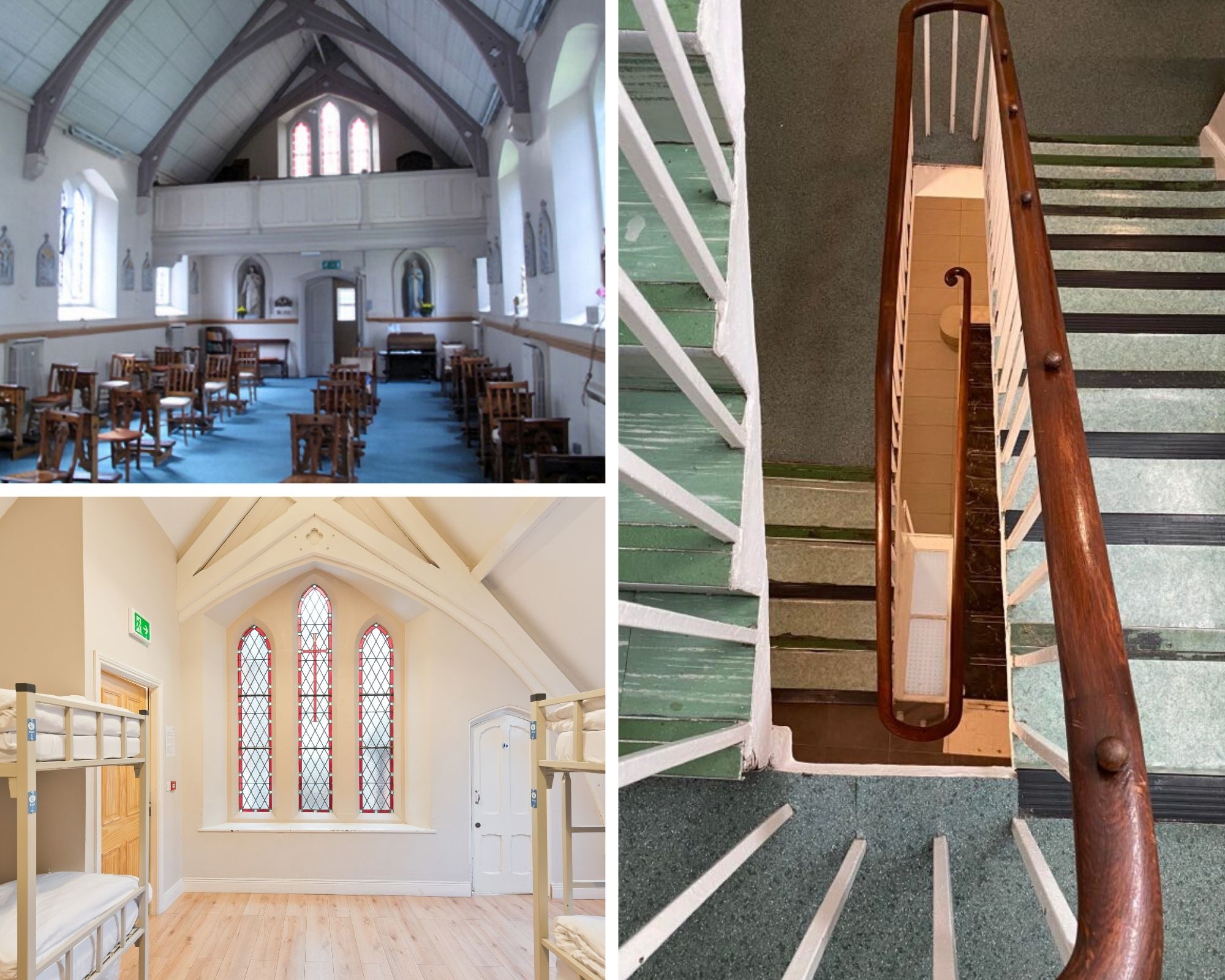 Two pictures comparing the Original and Renovated Chapel Structure