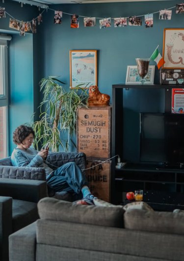 Guest chilling in Garden Lane Backpackers Hostel in Dublin Ireland